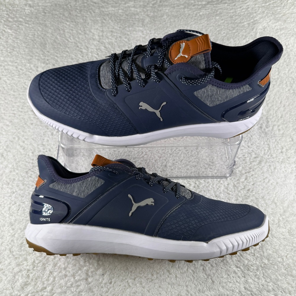 Puma Ignite Spikeless Men Sz 13 Golf Shoes Sneakers Cleats Navy Blue White Brown